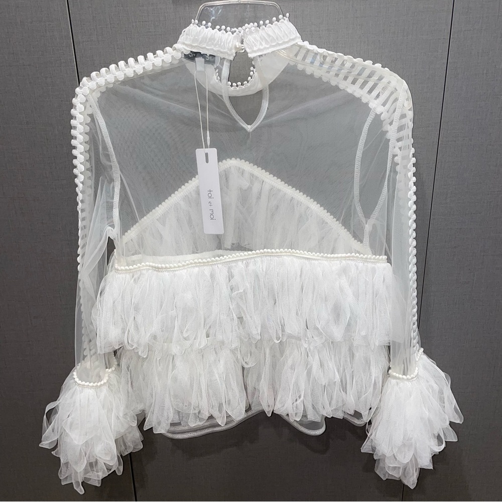 Fancy White Ruffle Top - Picture 3 of 5